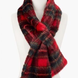 Talbots Faux Fur Tartan Scarf